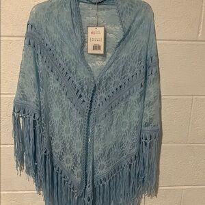 Light Blue Lace Swim Coverup/shaw for cool evenings